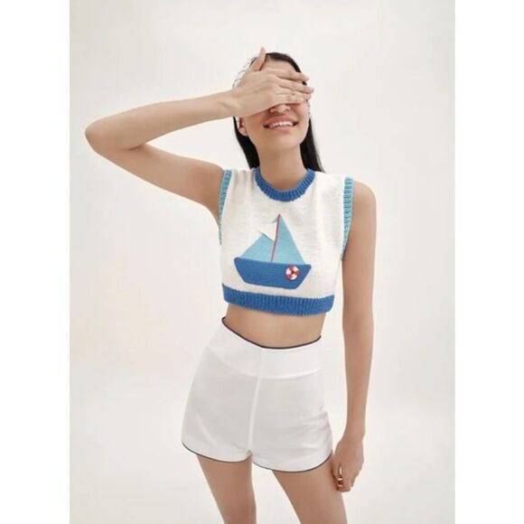 MYBEACHYSIDE Emily In Paris L'eau Cotton-blend Shorts - Size L - NWT - Picture 1 of 5